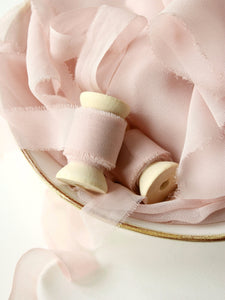 Dusty pink silk georgette ribbon