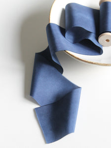 Navy blue silk habotai ribbon