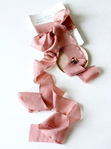 Copper pink silk habotai ribbon