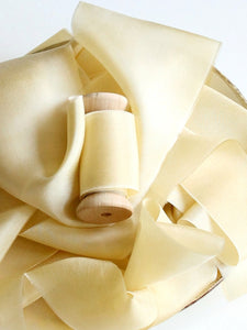 Pale yellow silk habotai ribbon
